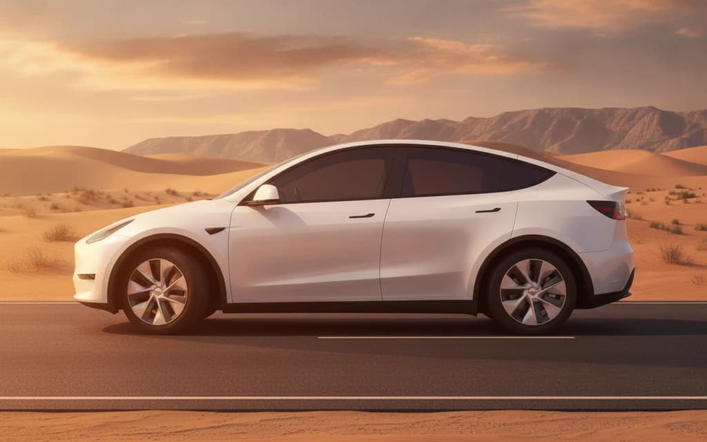 Tesla Model Y 2022 White side view – rental in Dubai