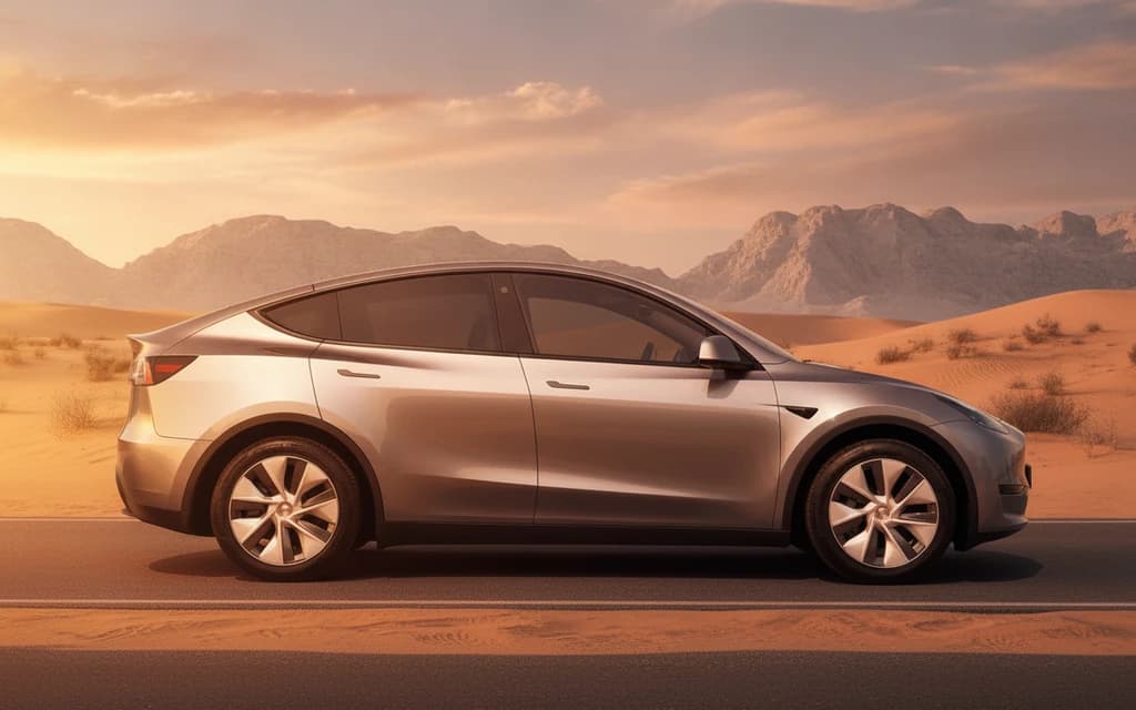 Tesla Model Y 2023 Gray side view – rental in Dubai