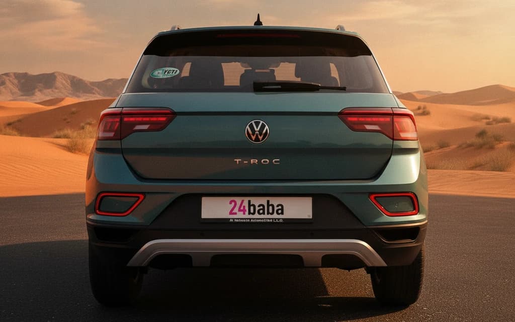 Volkswagen T-Roc 2022 Blue rear view – rental in Dubai