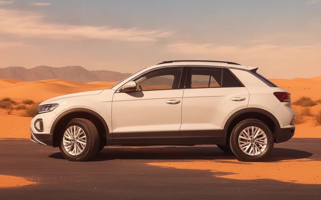 Volkswagen T-Roc 2023 Beige side view – rental in Dubai