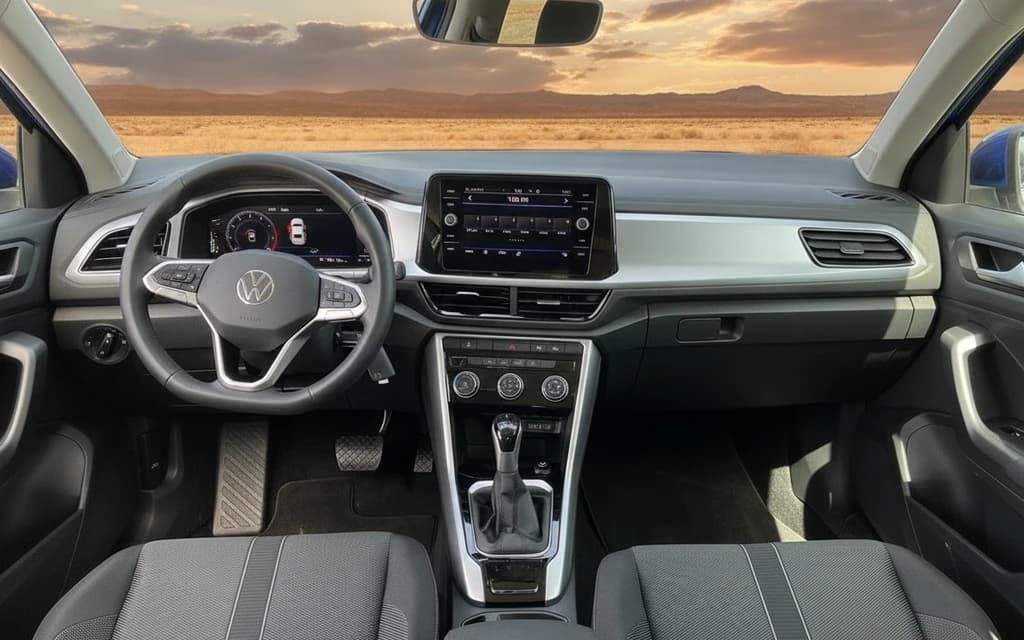 Volkswagen T-Roc 2023 Silver dashboard view – rental in Dubai