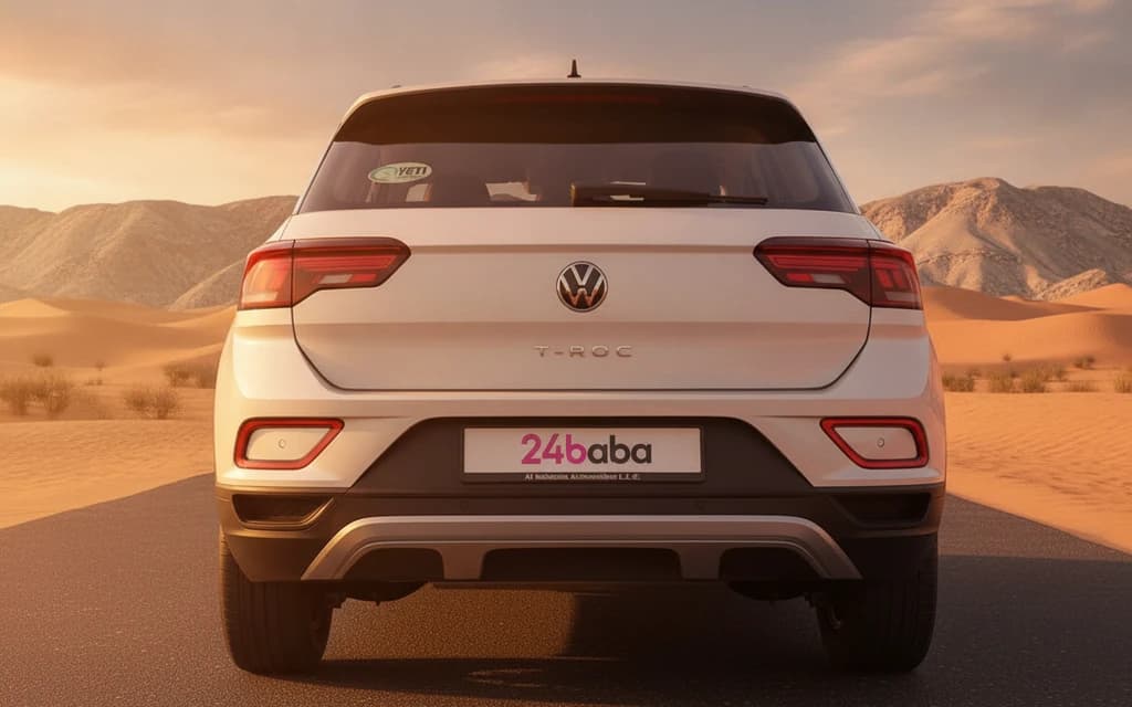 Volkswagen T-Roc 2023 White rear view – rental in Dubai