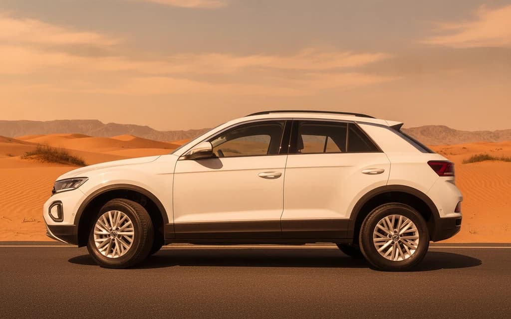 Volkswagen T-Roc 2023 White side view – rental in Dubai
