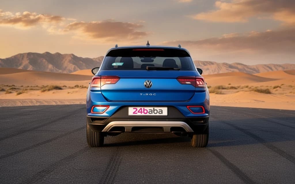 Volkswagen T-Roc 2024 Blue rear view – rental in Dubai