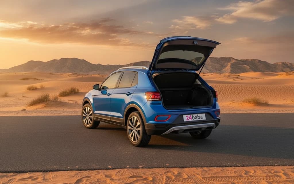 Volkswagen T-Roc 2024 Blue trunk space – rental in Dubai