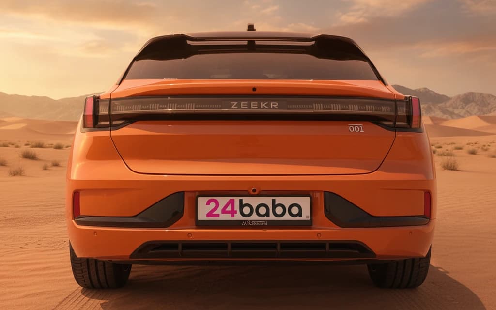 Zeekr 001 2024 Orange rear view – rental in Dubai