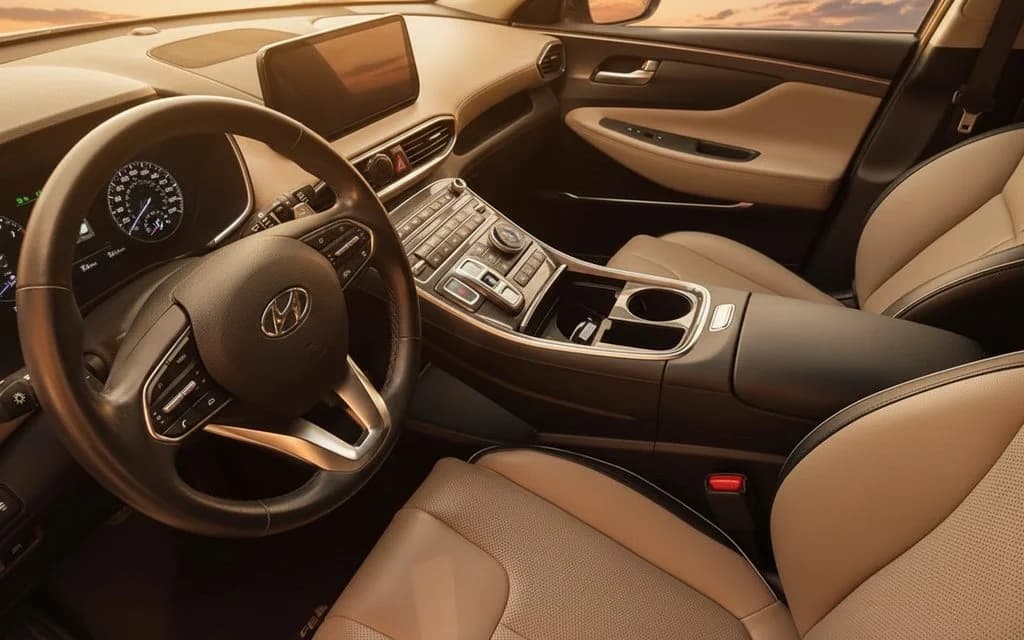 Hyundai SantaFe 2022 interior view showing trim – rental in Dubai
