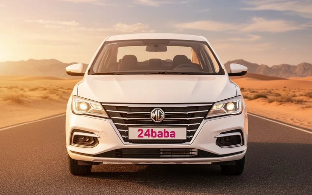 Mg 5 2025 White front view with headlights – rental in Dubai