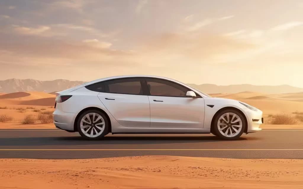 Tesla Model3 2023 White side profile