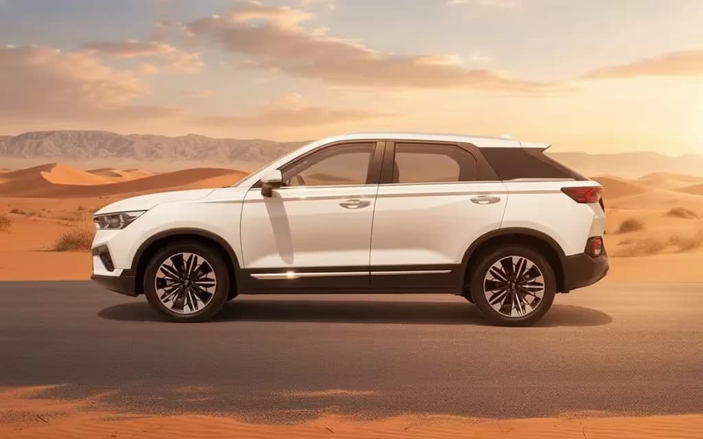 Bestune T77 2024 White side profile – rental in Dubai