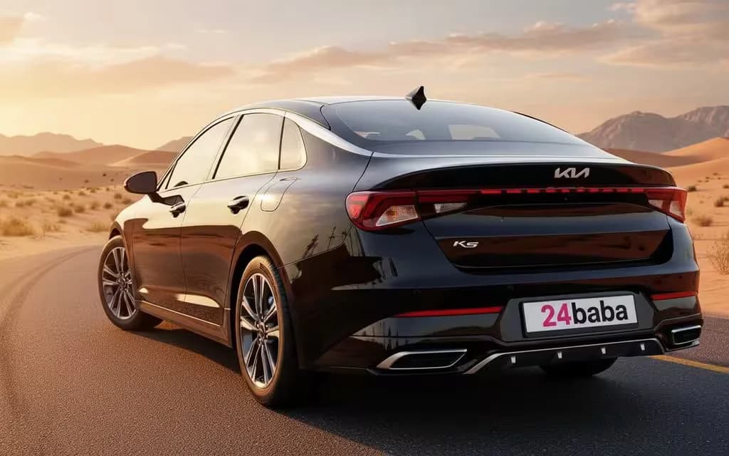 Kia K5 2022 Black rear view showing taillights
