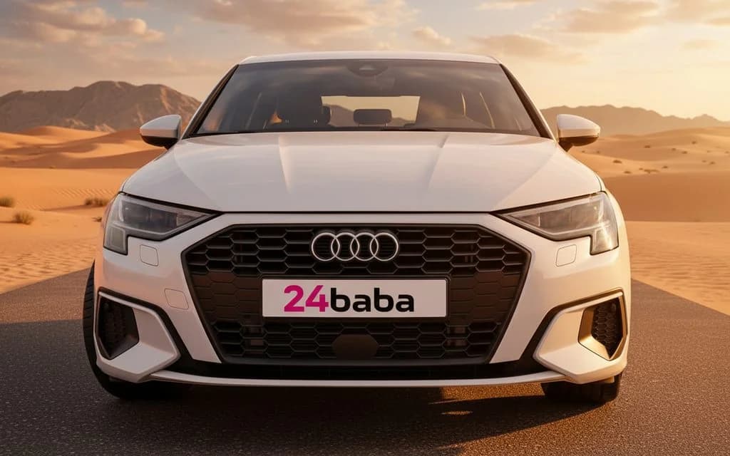 Audi A3 2024 White front view with headlights