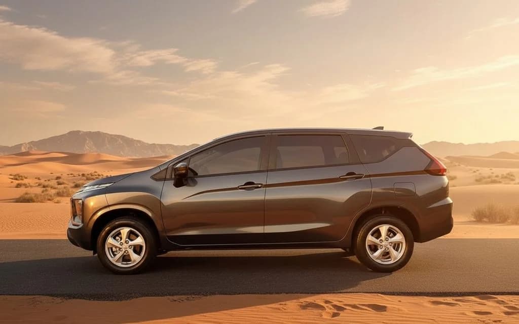 Mitsubishi Xpander 2024 Black side profile – rental in Dubai