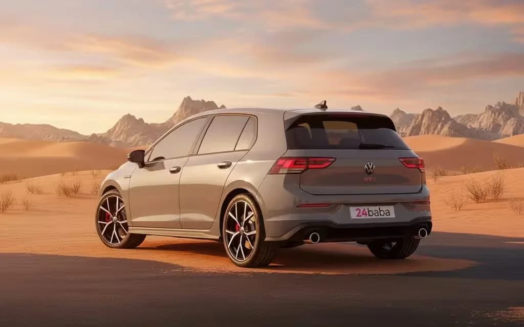 Volkswagen Golf 2023 Grey rear view showing taillights – rental in Dubai