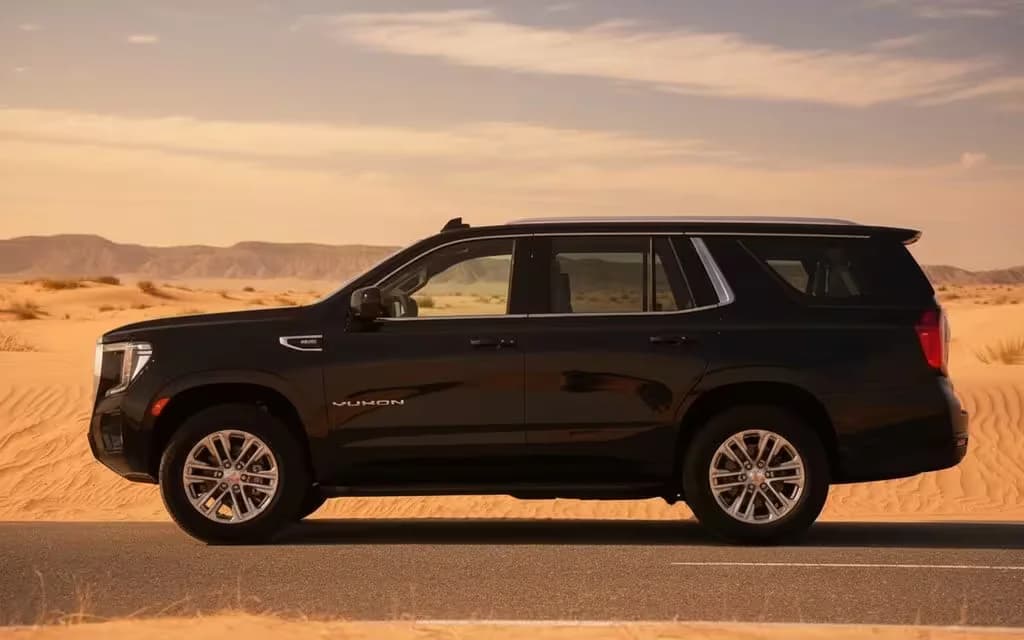 Gmc Yukon 2024 Black side profile – rental in Dubai