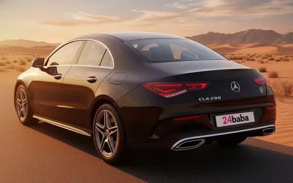 Mercedes Cla200 2022 Black rear view showing taillights
