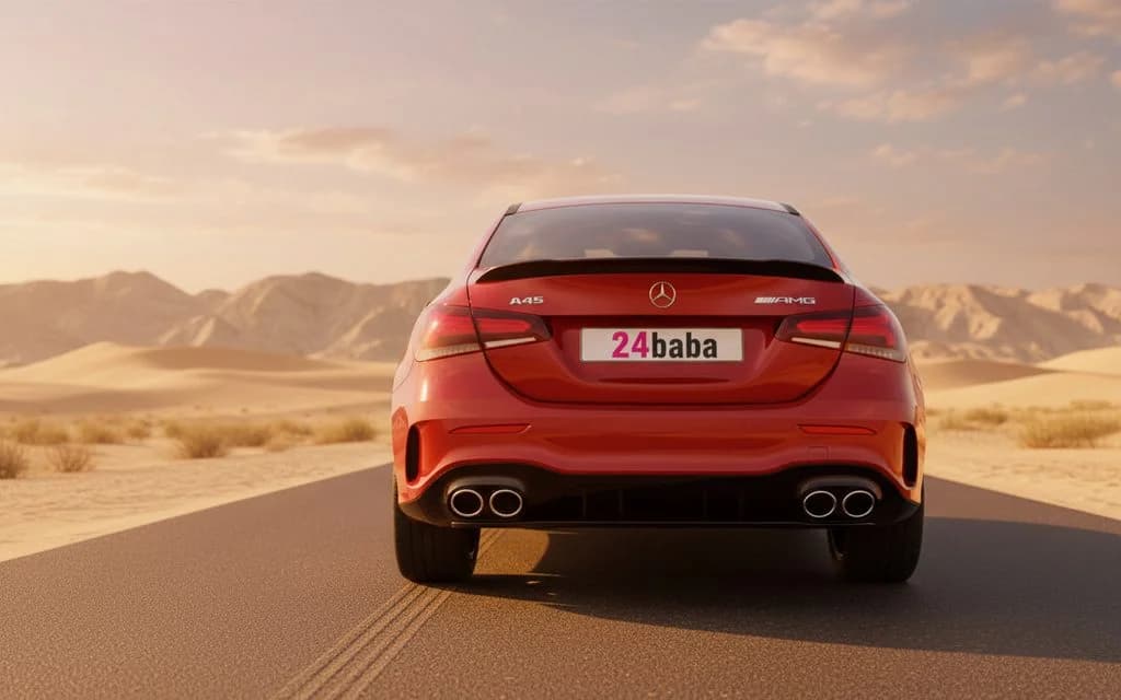 Mercedes A45 2022 Red rear view showing taillights