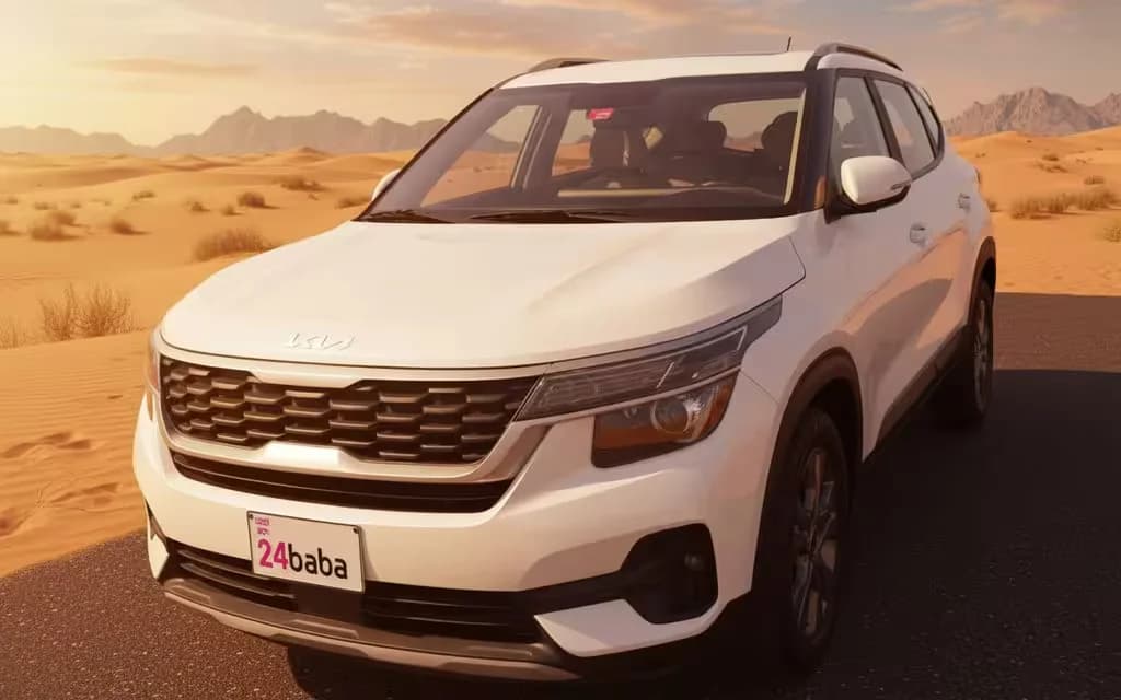Kia Seltos 2025 White front view with headlights