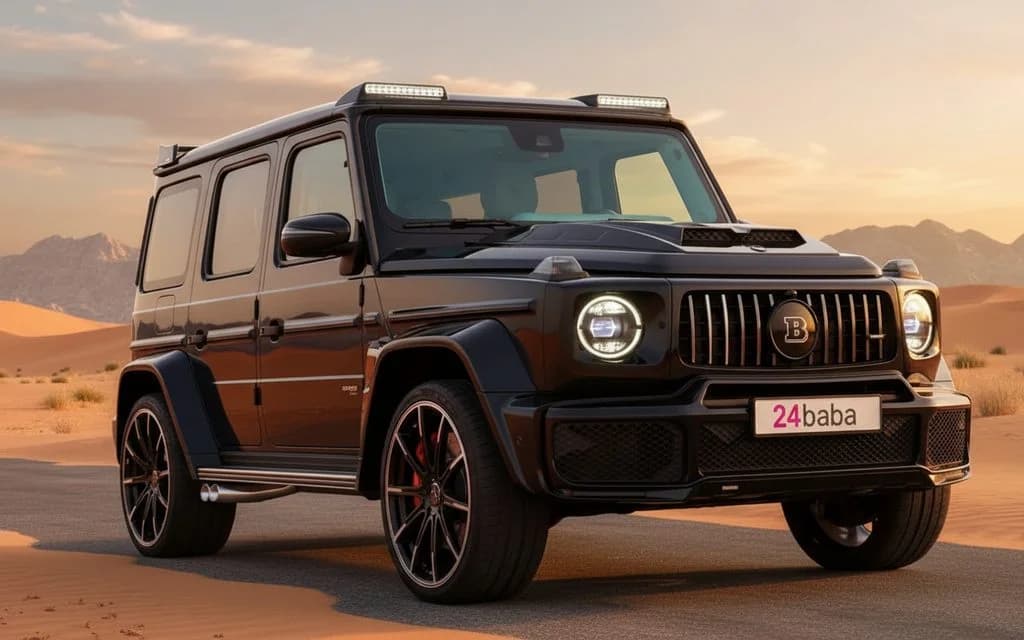 Mercedes G63 2023 Black front view with headlights
