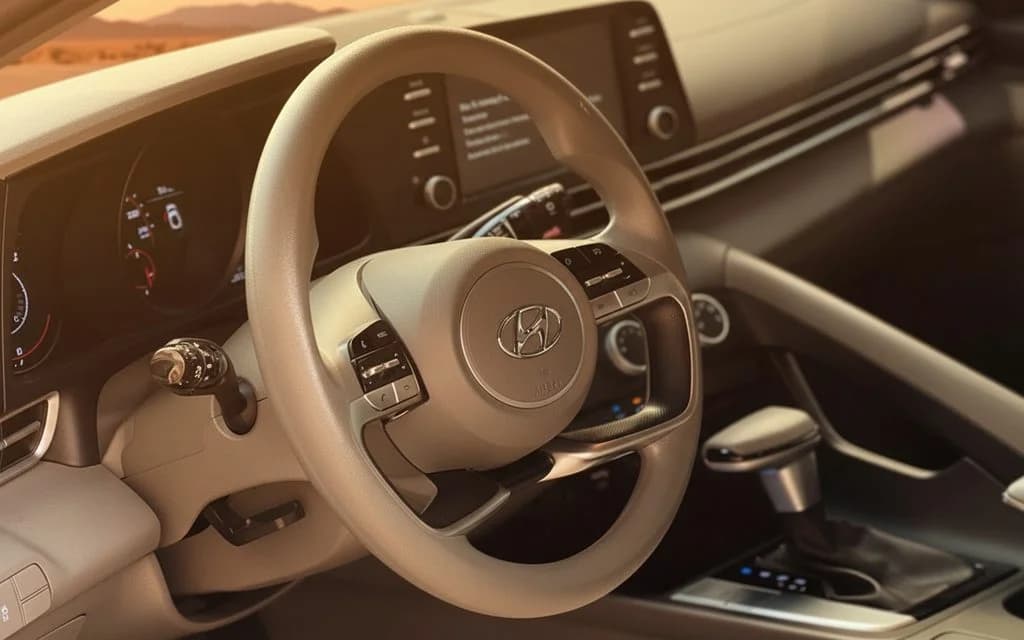 Hyundai Elantra 2024 interior view showing trim – rental in Dubai