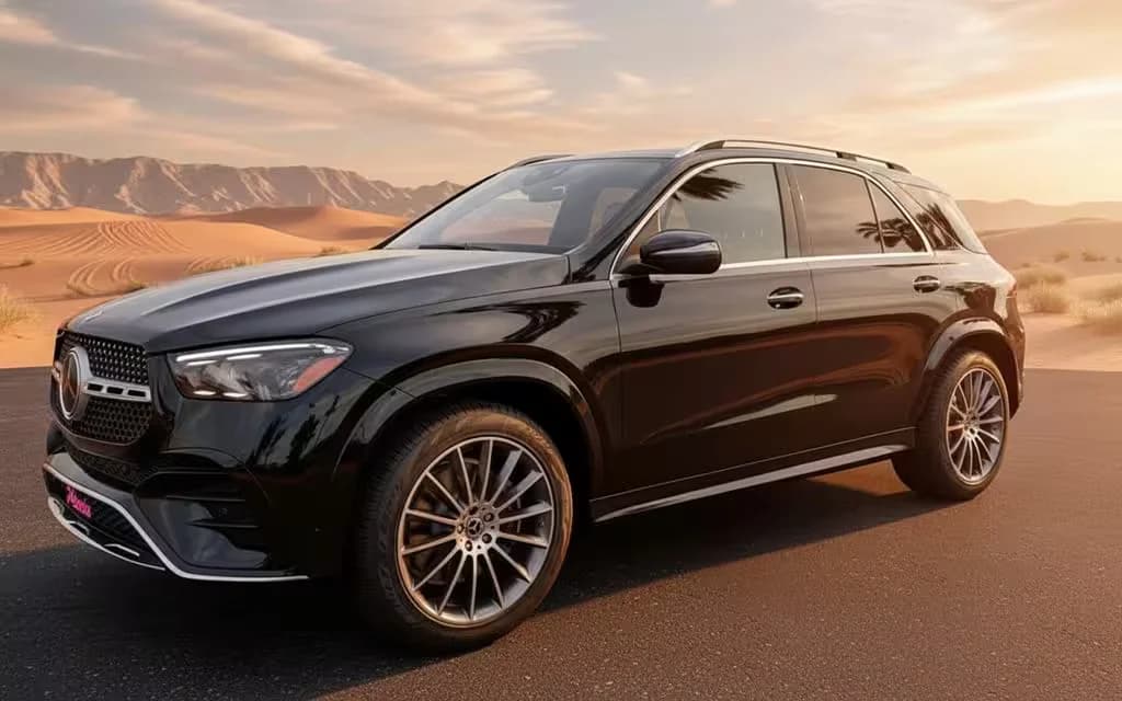Mercedes Gle450 2023 Black side profile – rental in Dubai