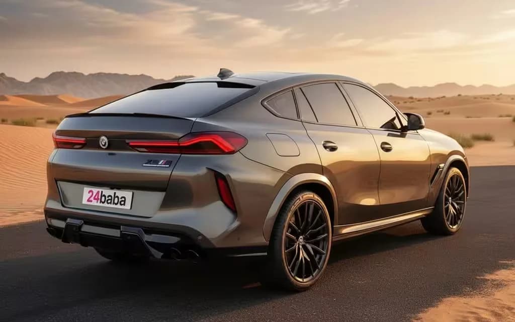 Bmw X6 2021 Green rear view showing taillights – rental in Dubai