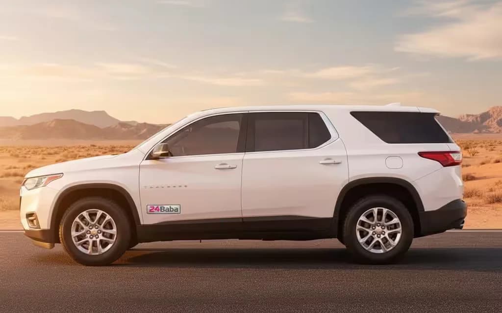 Chevrolet Traverse 2020 White side profile – rental in Dubai