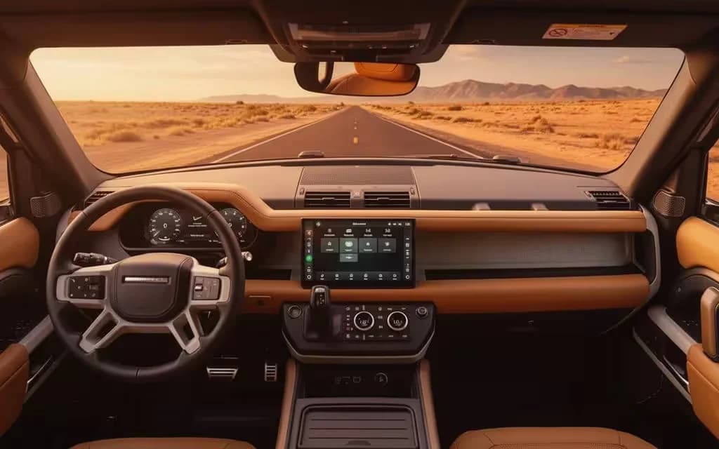 LandRover Defender 2023 interior view showing trim – rental in Dubai