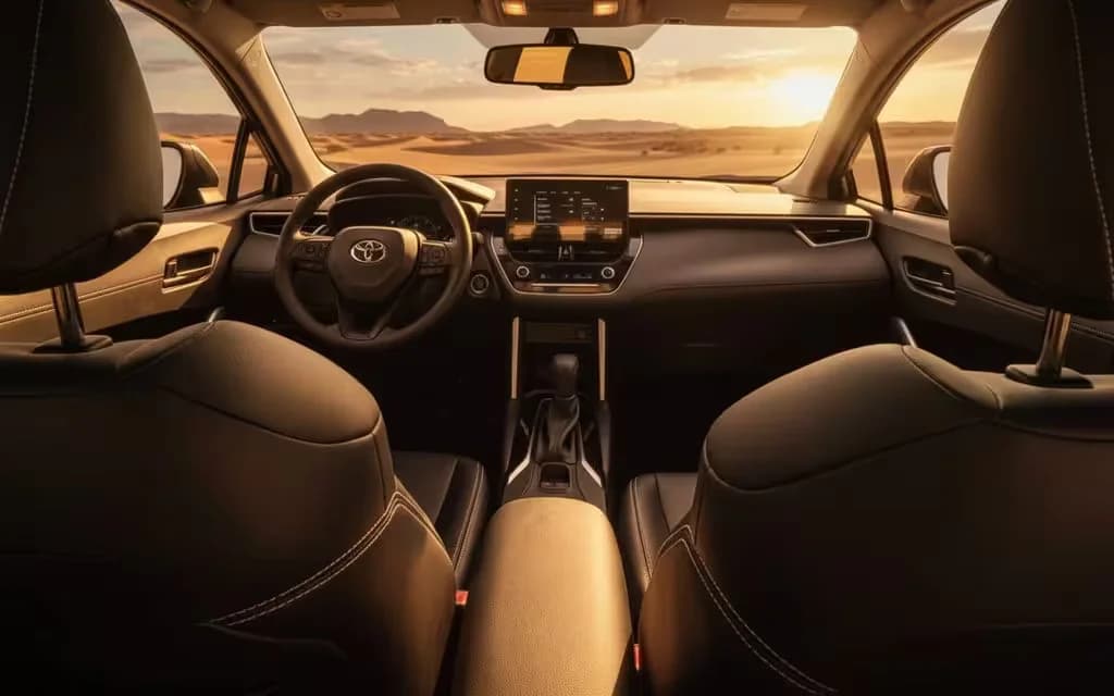 Toyota CorollaCross 2024 interior view showing trim – rental in Dubai