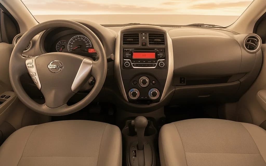 Nissan Sunny 2023 interior view showing trim – rental in Dubai