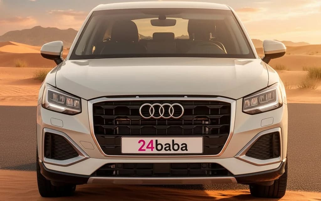 Audi Q2 2024 Grey front view with headlights