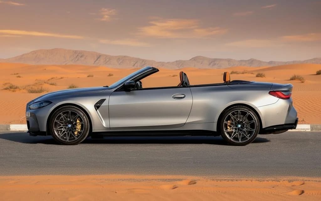 Bmw M4 2022 Grey side profile – rental in Dubai