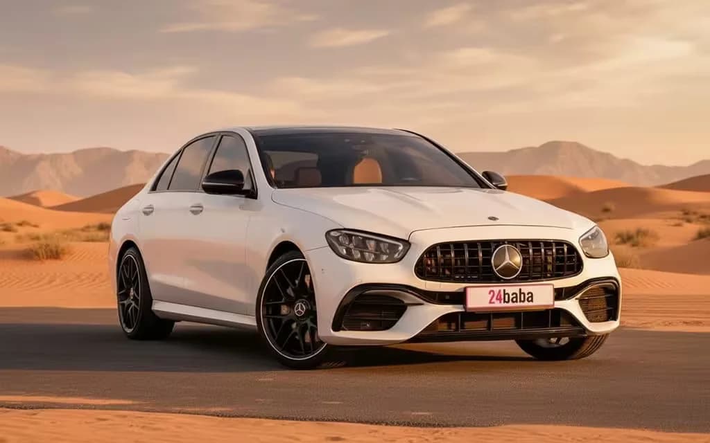 Mercedes E350 2023 White cover image – rental in Dubai