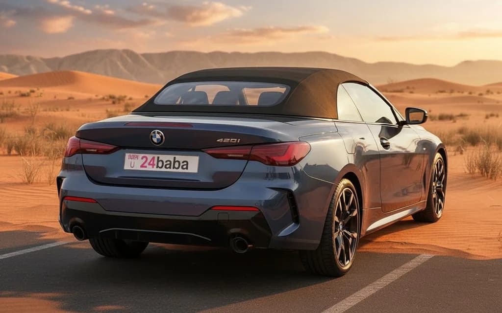 Bmw 420 2025 Blue rear view showing taillights – rental in Dubai