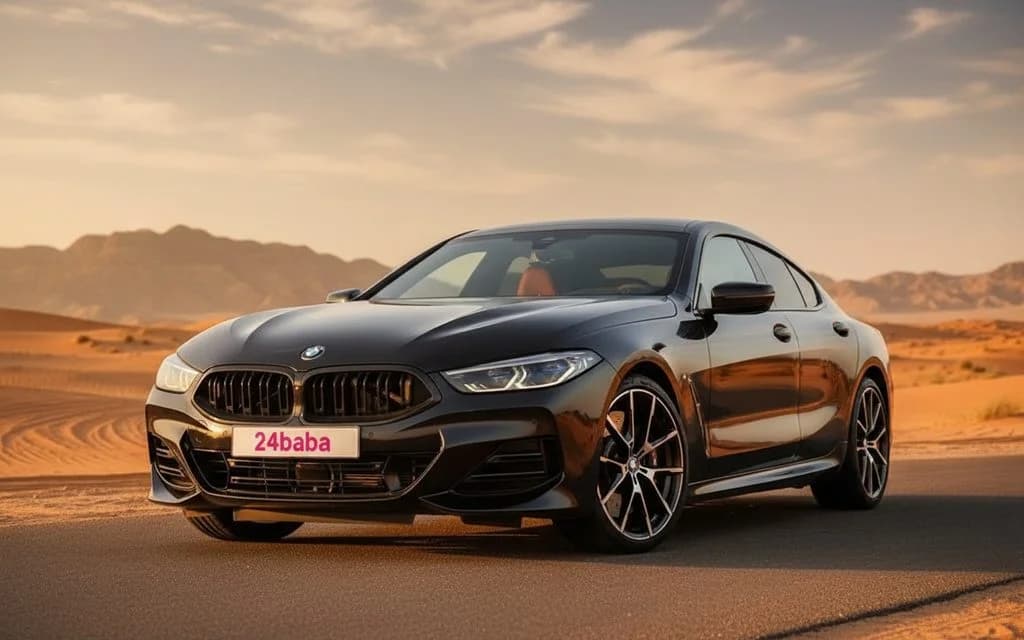 Bmw 840 2024 Black front view with headlights