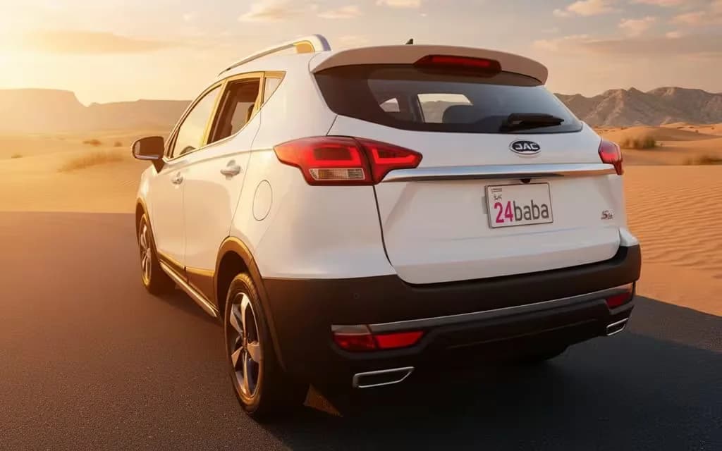 Jac S3 2023 White rear view showing taillights – rental in Dubai