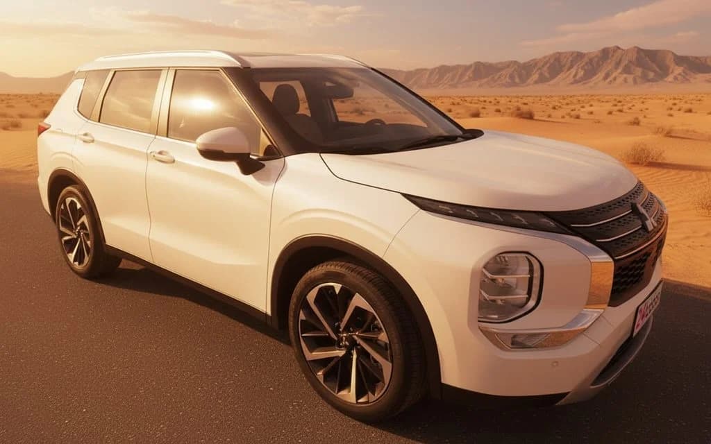 Mitsubishi Outlander 2024 White side profile – rental in Dubai