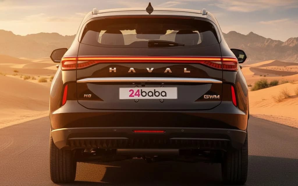 Haval H6 2023 Black front view with headlights – rental in Dubai