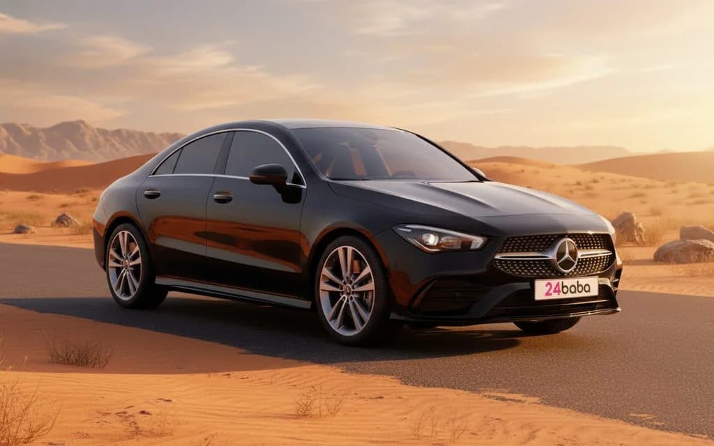 Mercedes Cla250 2020 Black front view with headlights